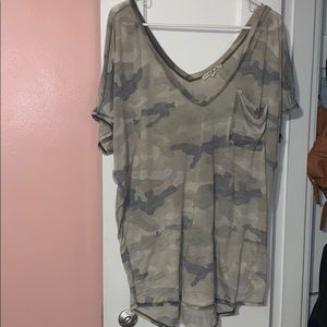 Express off the shoulder, slouchy tee